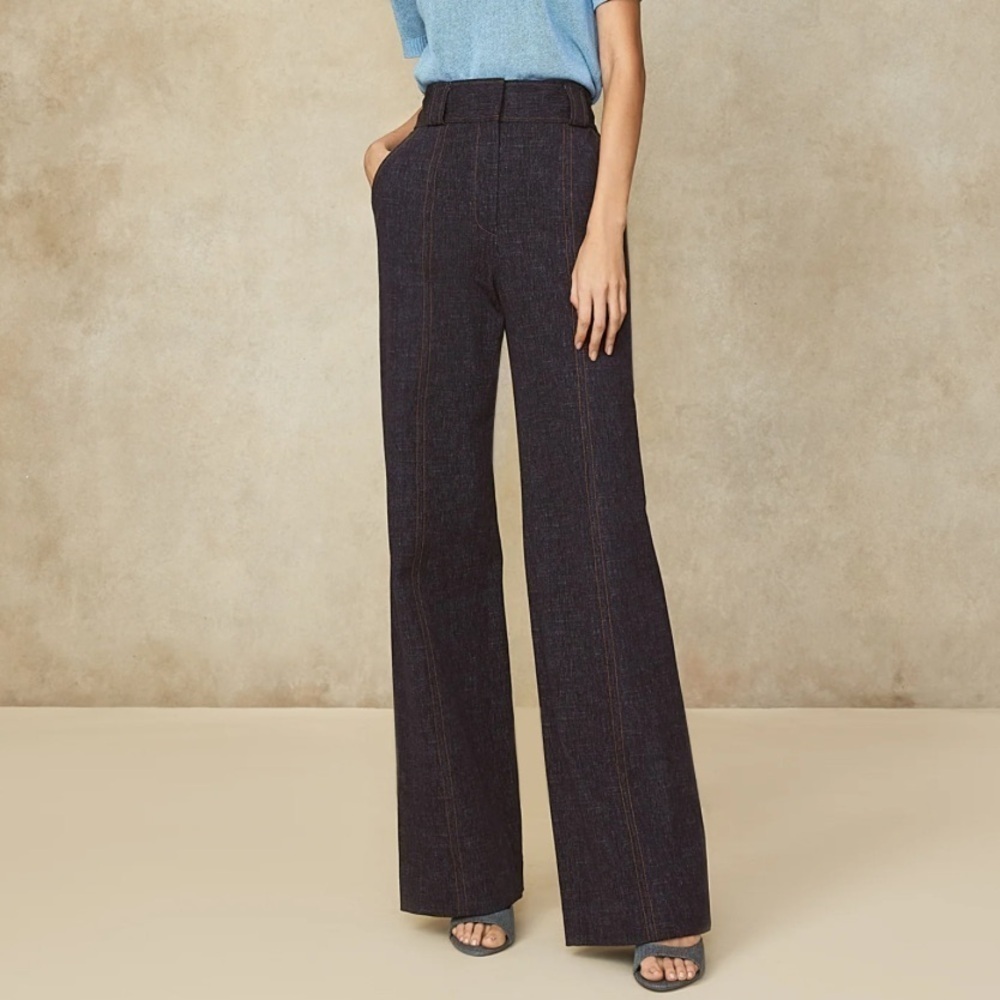 Pearl By Lela Rose- Dark Wash Denim Wide Leg Stretch Jeans